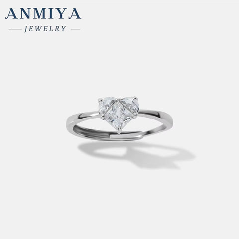 ANMIYA Wholesale 925 Silver Zircon Engagement Eternity Rings Women 925 Silver Diamond Emerald Radiant Oval Cut Ring