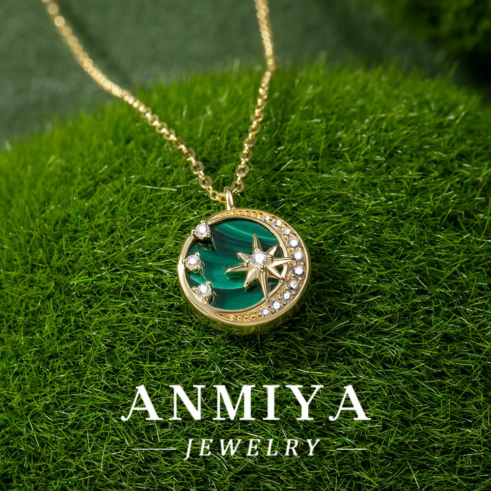 Elegant 925 Silver Necklace with Oval Malachite Stone | Fine Silver Jewelry Gift for Her | Natural Green Gem Pendant