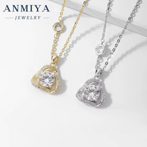 ANMIYA Customize Charms Pendant Zircon Stone 925 Silver 18K Gold Necklace Jewelry for Women