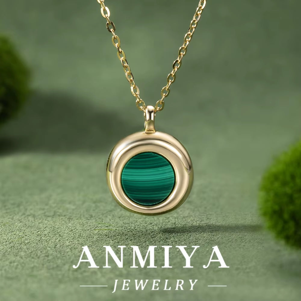 925 Silver Necklace with Genuine Malachite Stone | Handmade Sterling Silver Jewelry for Women | Elegant Green Gemstone Pendant