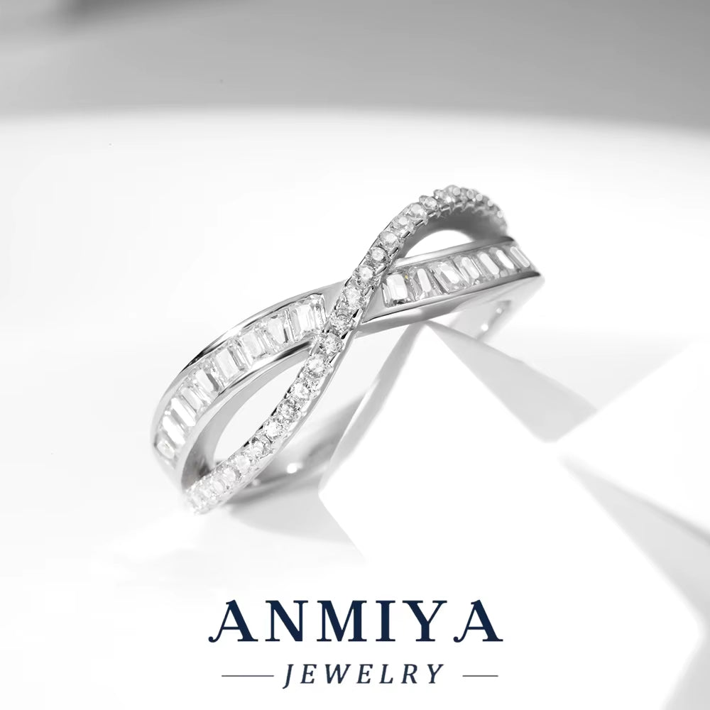 Mobius Strip Themed Silver Jewelry Ring with Assorted Shape Zircons Unique Design Fashion Accessory