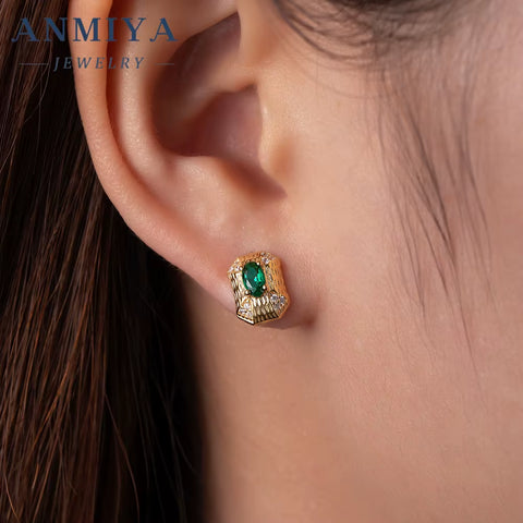 2024 New Green Square Necklace Earrings 925 Silver 18K Gold-Plated Zircon Fashion Jewelry Necklace Set for Women