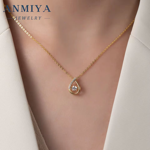 ANMIYA Hot Sales Fashion Jewelry 925 Sterling Silver Charm Zircon Pendant Necklaces Earrings Set for Women
