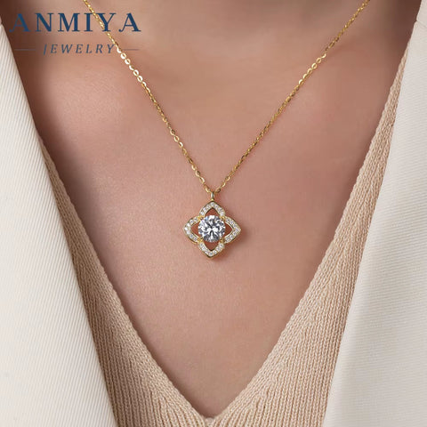 Cubic Zirconia Necklace Jewelry Silver Necklace 925 Sterling Four Leave Clover Dainty Choker 4 Leaf Clover Necklace