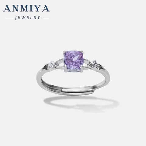 ANMIYA Pink Sapphire Diamond Ring Exquisite Radiant Zirconia Pink Heart Ring Different Design 925 Silver Large Diamond Rings Set