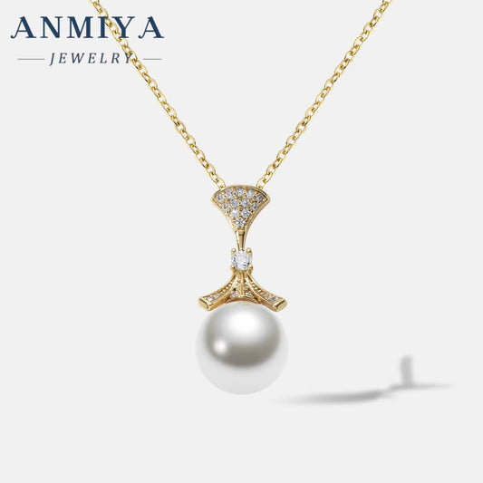 ANMIYA Pearl Accessory Jewelry Sterling 925 Silver Pendant Charm Fashion Chains Couple Luxury Pearl Jewelry Necklace for Women