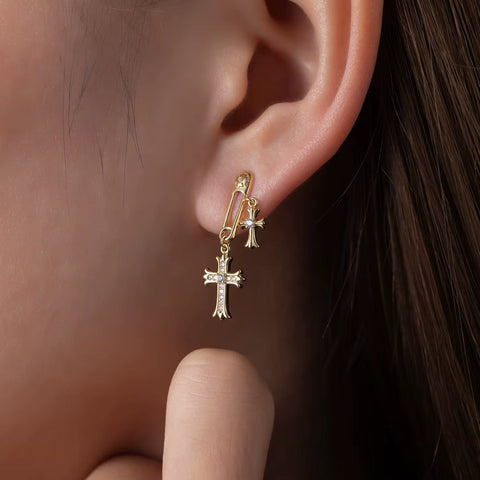 Fashion 925 Silver Dangle Earrings Paper Clip Christian Jewelry Gothic Cross Christian Jewelry Jesus Pendant Stud Earrings