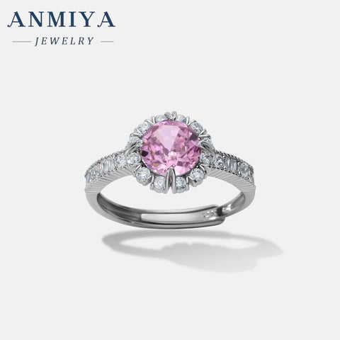 Wholesale Jewelry Ring Women 5A Zircon Ice Flower Cut Pink High Carbon Diamond Engagement Wedding 925 Sterling Silver Ring