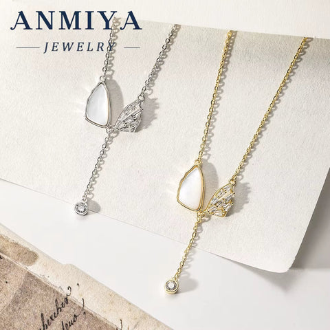 925 Sterling Silver Gold-Plated Butterfly Necklace Cubic Zirconia Elegant Minimalist Design Trendy Link Chain Unisex Daily Wear