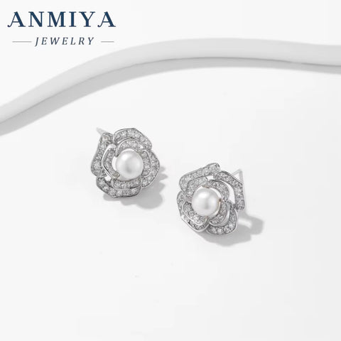 High Quality Summer Fine Jewelry Geometric Earrings 925 Silver Baroque Pearl Hypoallergenic Earrings