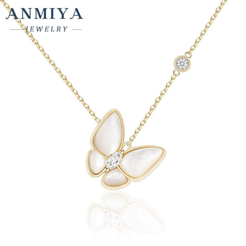 Female Sterling Silver Necklace Butterfly Shape Silver Necklace CZ Fashion Chains Necklaces