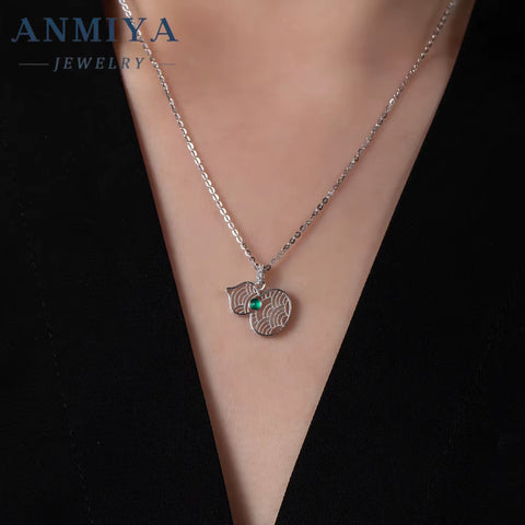 ANMIYA 925 Silver Calabash Shape Women Necklace Set Pearl Diamonds Pendant Necklace Fashion Jewelry for Women