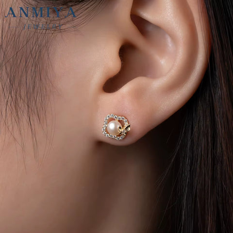 INS Trendy Fashion Four Leaf Clover Freshwater Pearl Necklace Earrings Set Stylish 925 Sterling Silver Jewelry Accessory Girls