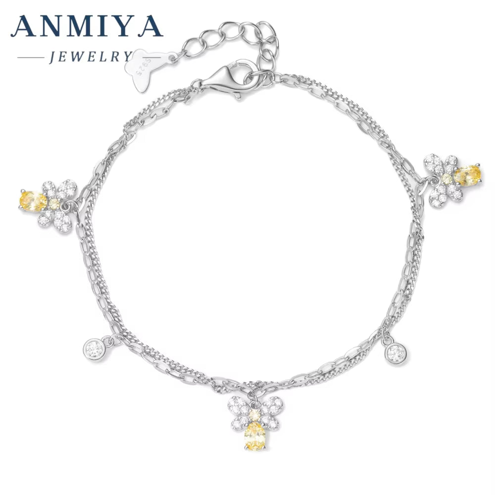 Wholesale 925 Silver Jewelry Bohemia Clover Bracelet Double Layer with Butterfly Pendant for Everyday Accessories