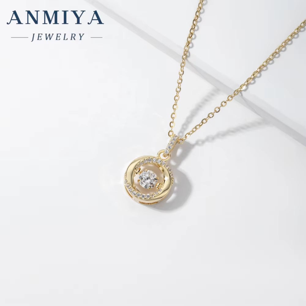Fashion Jewelry White Gold Plated 925 Sterling Silver Chain round Moissanite Diamond Pendant Women Necklace with GRA Certificate