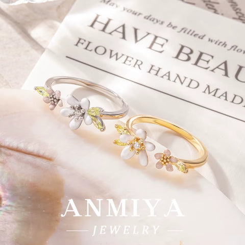 New Arrival 925 Silver Zircon Flower Ring Trendy Waterproof Daily Open Adjustable Rings for Women Jewelry Gift