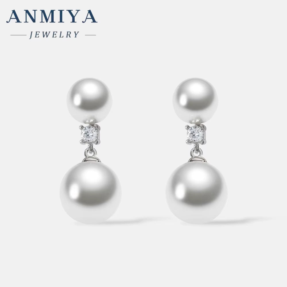 2024 Korean Hypoallergenic Earrings Back Hanging Double Pearl Stud Earrings Fashion Jewelry Pearl Drop Earrings for Teen Girls