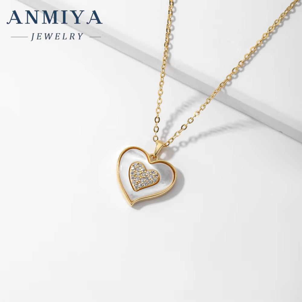 Custom Trendy Heart Shape Pendant 925 Silver Fine Jewelry 18K Gold Charm Necklace for Jewelry Making Couple