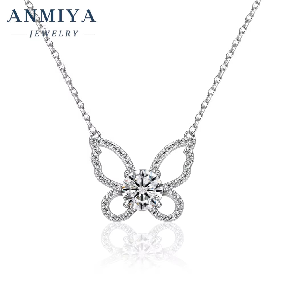 ANMIYA Hot Sales Mama Women'S S925 Silver Jewelry Charm Butterfly Pattern Necklace Jewelry