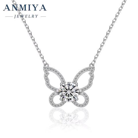 ANMIYA Hot Sales Mama Women'S S925 Silver Jewelry Charm Butterfly Pattern Necklace Jewelry