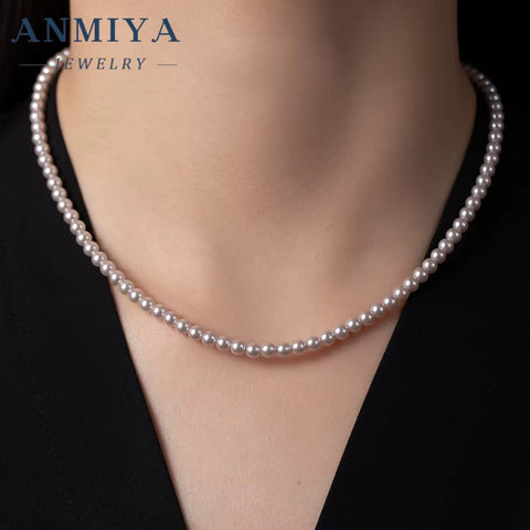 ANMIYA Elegant Minimalist Natural Freshwater Pearl Necklace Pearl Beaded Choker Necklaces for Women Pearl Jewelry