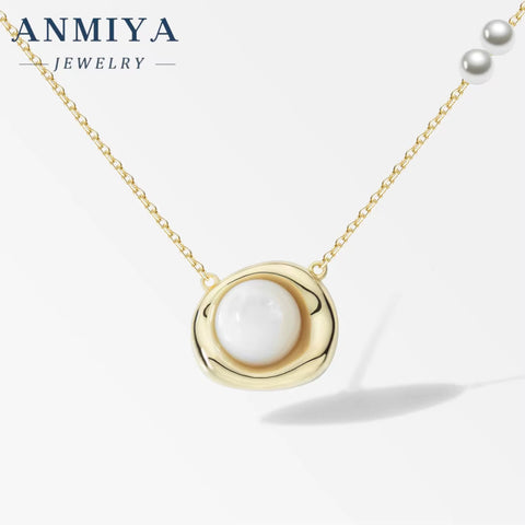 ANMIYA Classic Nature Fresh Water Pearls Beans Shape 925 Silver 18K Gold Designer Minimalist Necklace for Women