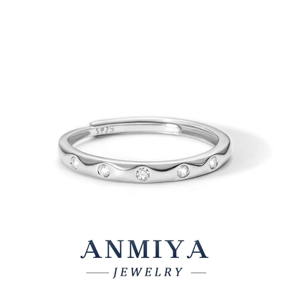 Simple Fashion Jewelry 925 Sterling Silver Plain Circle Ring Set for Women INS Style Niche Light Luxury Personality Base Ring