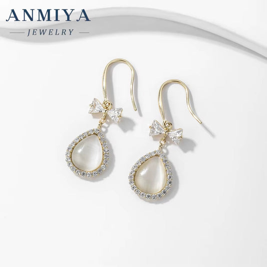 High Quality 925 Sterling Silver 18K Gold Jewelry Natural Freshwater Pearl Bow Earrings Hooks Dangle Drop Earing