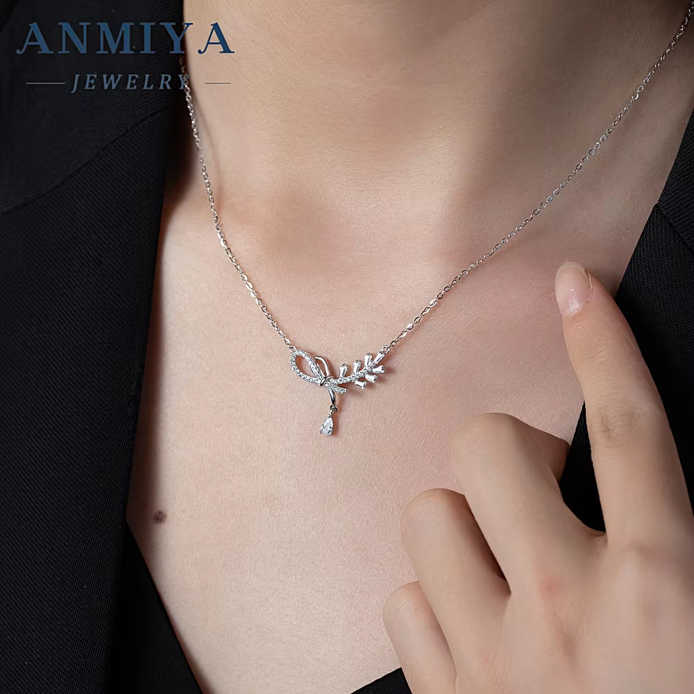 New Design Fashion Chains Necklaces Diamond 925 Silver CZ Stone Necklace for Women