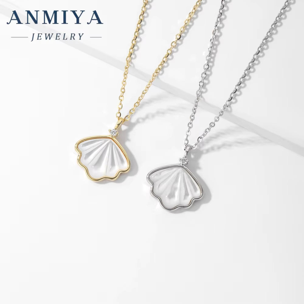 Fashion Ocean Series White Pearl Necklace Waterproof 18K Gold Plated 925 Silver Seashell Charm Necklaces for Women