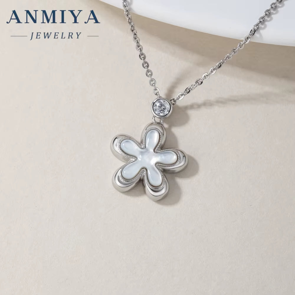 INS Hot Sale Crafted 925 Sterling Silver Necklaces Four Leaf Flower Luxury Ladies Flower Earrings Necklace Set Jewelry