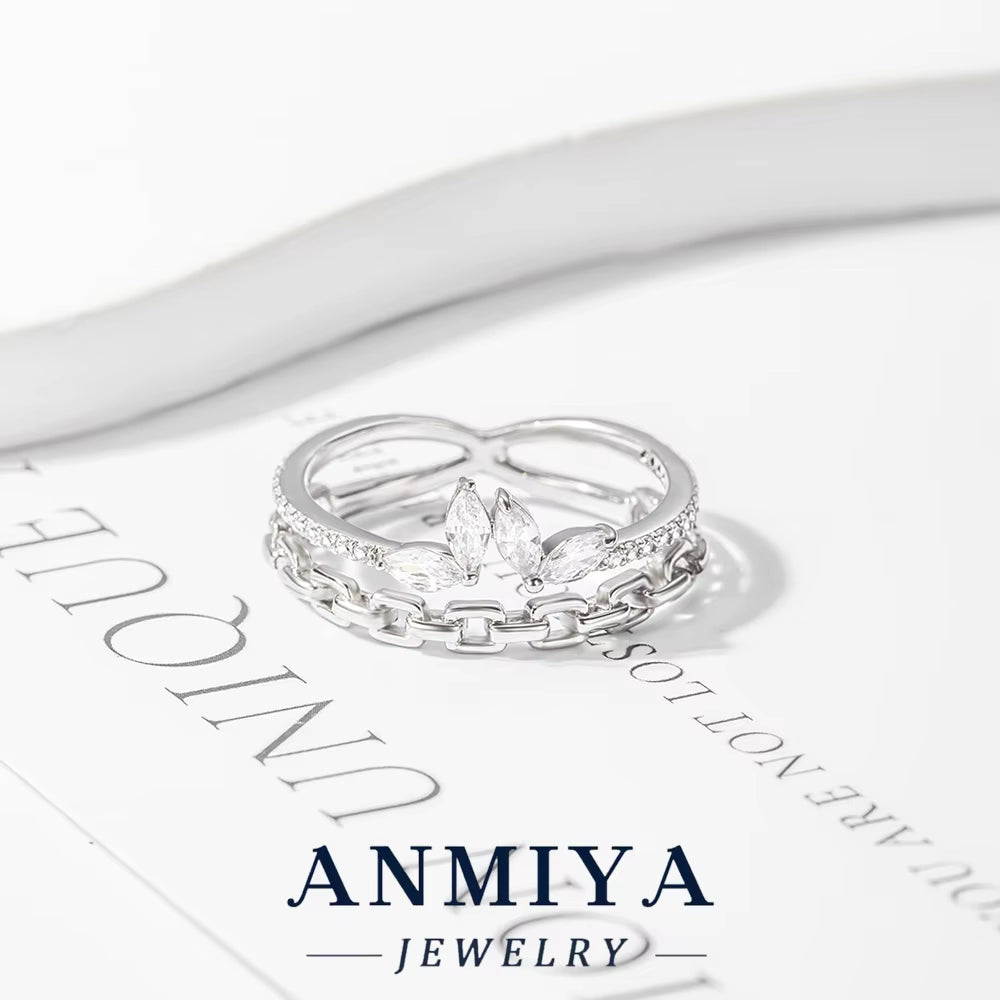 Trendy Bohemian Floral Layered Silver Ring Tarnish-Resistant 925 Silver Festival Jewelry for Bulk Purchases