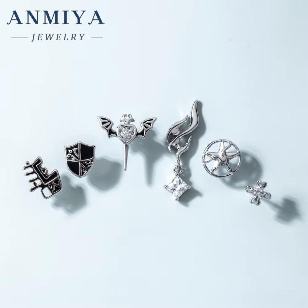 ANMIYA New Tide Dark Punk Small Stud Earrings 3 Pcs Set Piercing Earrings for Cool Girl