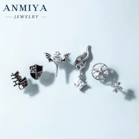 ANMIYA New Tide Dark Punk Small Stud Earrings 3 Pcs Set Piercing Earrings for Cool Girl
