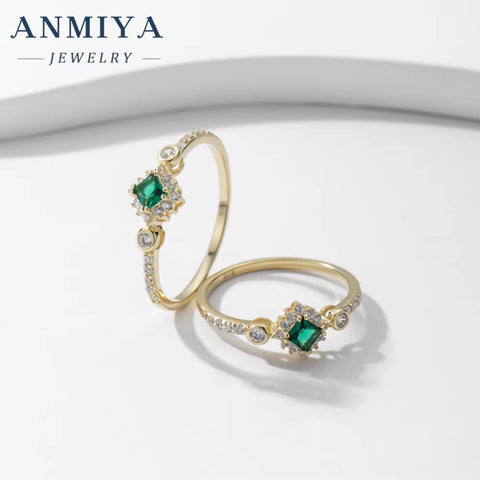 ANMIYA Custom Engagement Rings All Size 925 Sterling Silver Glaring Ring for Anniversary Gift