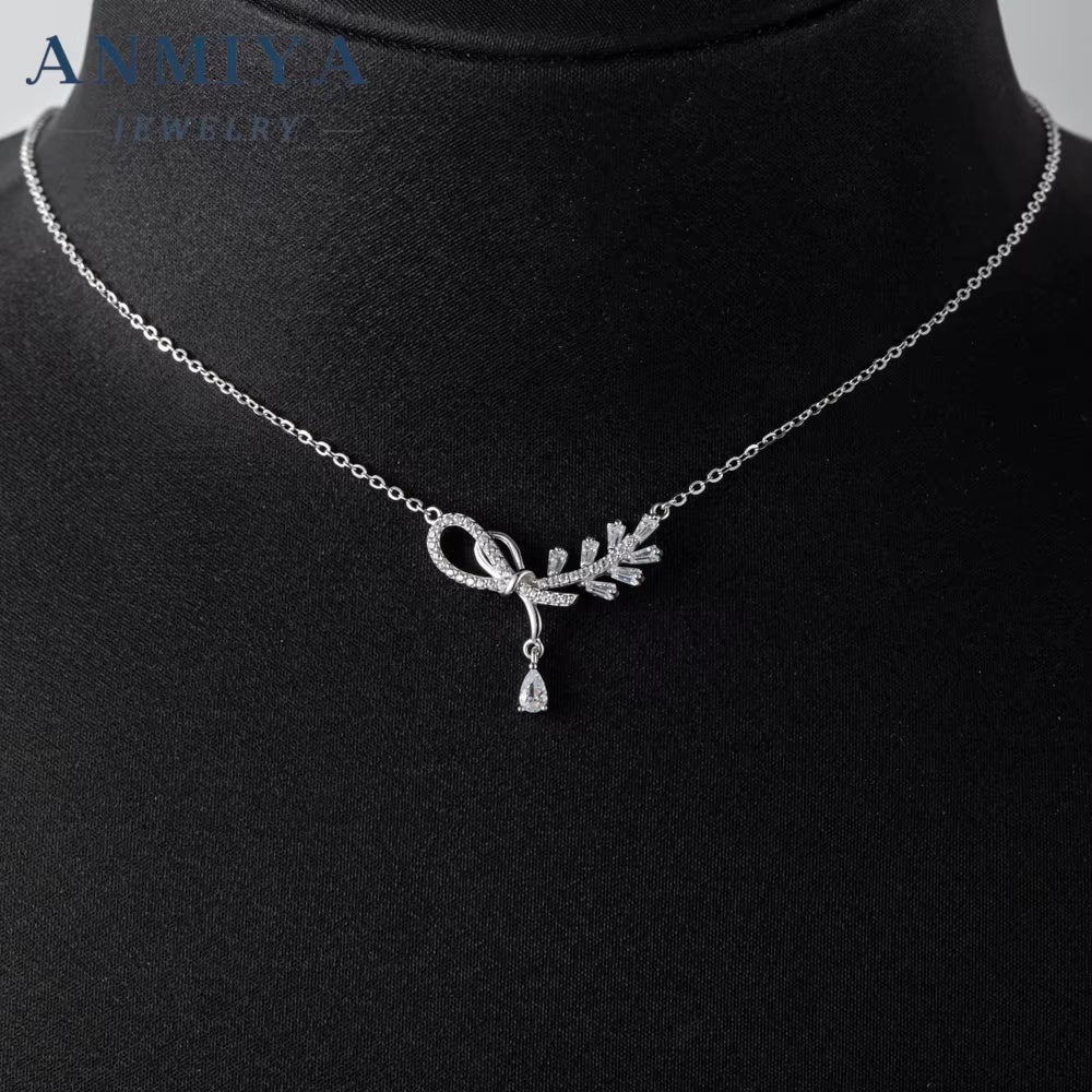 New Design Fashion Chains Necklaces Diamond 925 Silver CZ Stone Necklace for Women