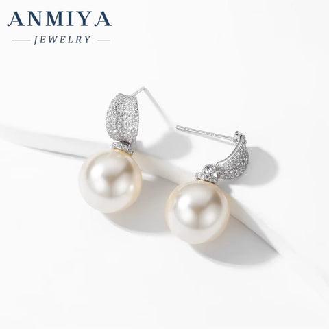 ANMIYA Dangle Fresh Water Pearl Vintage Elegant Sweet Girl Earrings for Fashion Women