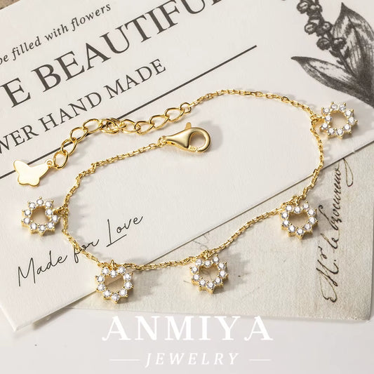 INS Hot Sales Jewelry Fine round Zircon Bracelet Bling Bling 925 Silver Ladies Wedding Link Custom Zircon Bracelet