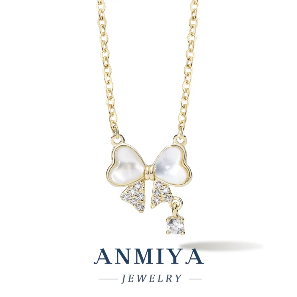 Fine Jewelry 925 Sterling Silver Women Butterfly Pendant Shell Necklace for Gift