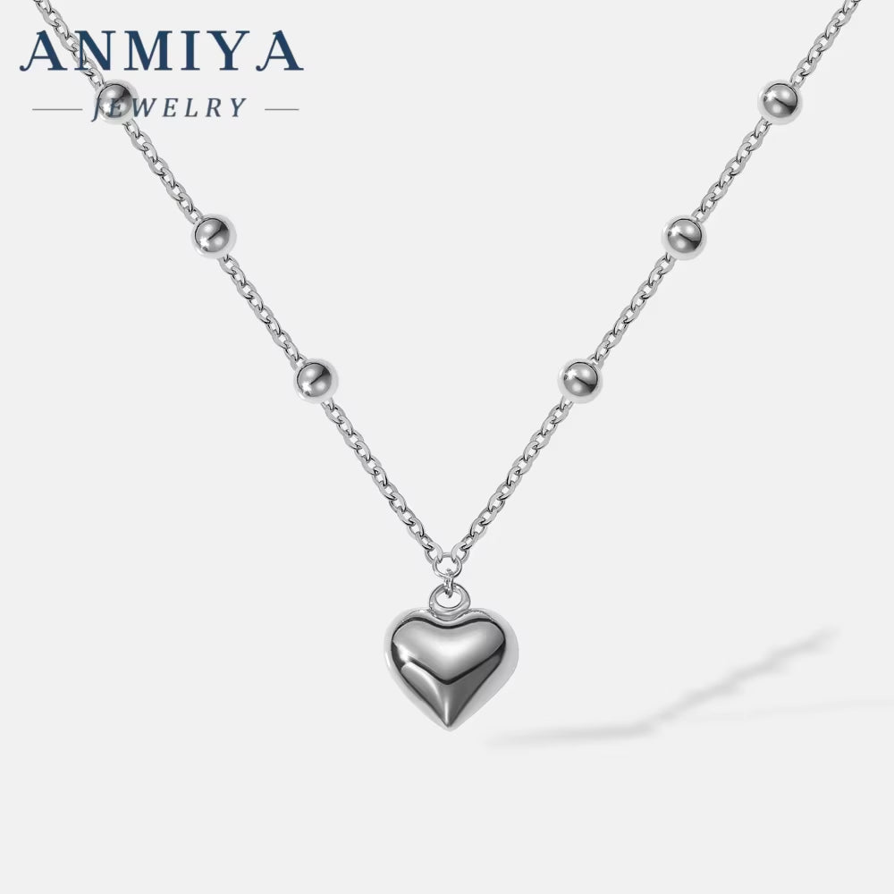 Fashionable Heart Pendant Necklace 925 Sterling Silver Choker with 18K Gold Plated Jewelry Heart Necklace for Women