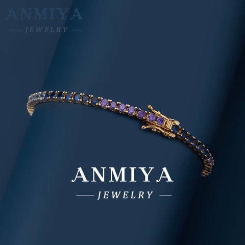 ANMIYA Fashion Zircon Bracelet Women Charm Rhinestone Bracelet Femme Jewelry for Couple Gifts