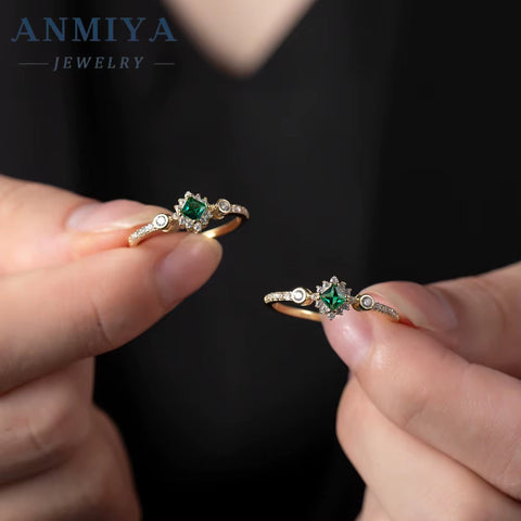 ANMIYA Custom Engagement Rings All Size 925 Sterling Silver Glaring Ring for Anniversary Gift