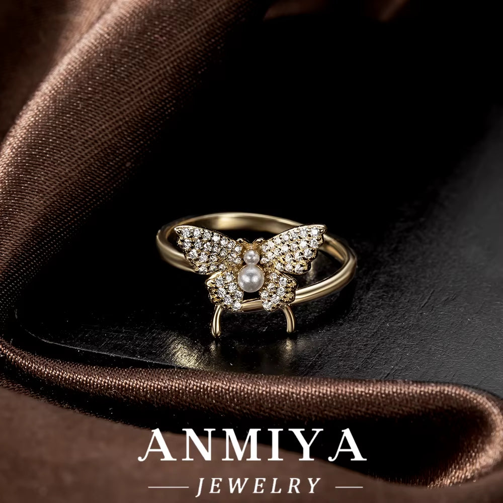 Elegant Butterfly Adjustable Silver Ring Anti-Tarnish Trendy Party Jewelry Women'S Fashion Accessories