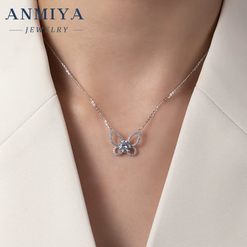 ANMIYA Necklace Golden Plating Fashion Women Jewelry 925 Sterling Silver Butterfly Necklace