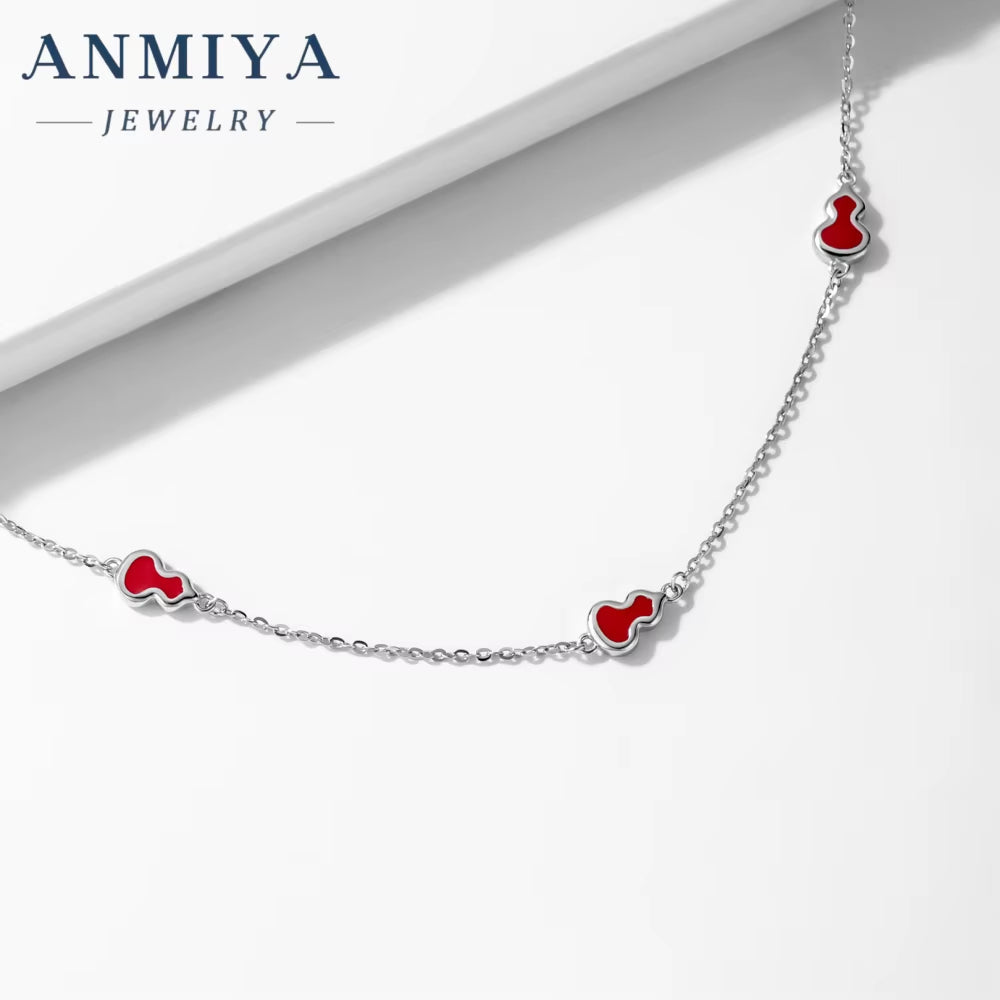 Wholesale High Quality Luxury 925 Sterling Sliver Jewelry Red Calabash Pendant Ladies Necklace