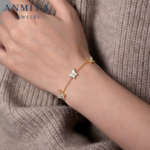 Luxury Silver Jewelry Zircon Butterfly Bracelet Premium Gift Box Silver Butterfly Bracelet