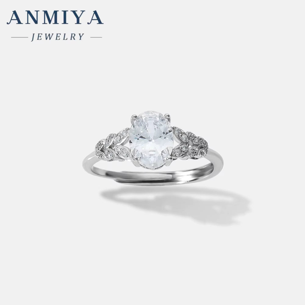 Jewelry Cubic Zirconia Engagement Wedding 925 Sterling Silver Oval Rings for Girls Engagement Rings