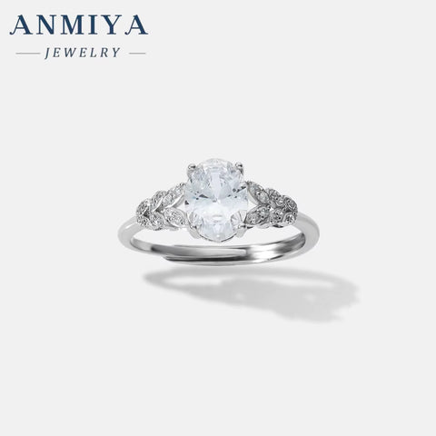 Jewelry Cubic Zirconia Engagement Wedding 925 Sterling Silver Oval Rings for Girls Engagement Rings
