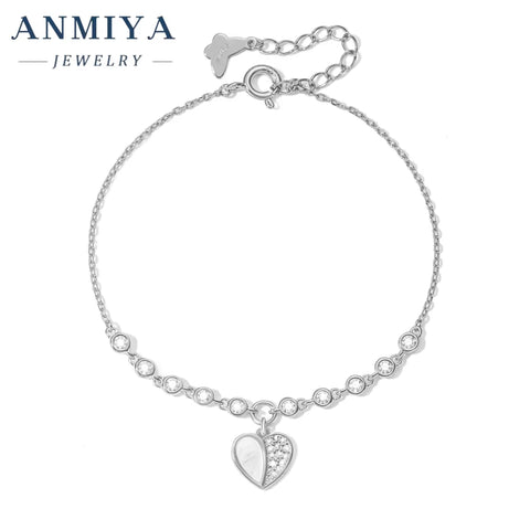 Silver Jewelry Durable Clover Bracelet, Geometric Heart Charm for Beach Vacation