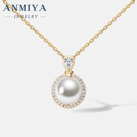ANMIYA Delicate Niche Fashionable Fresh Water Pearl Waterproof 925 Silver Gold Plated Pendant Necklace for Women Men Jewelry